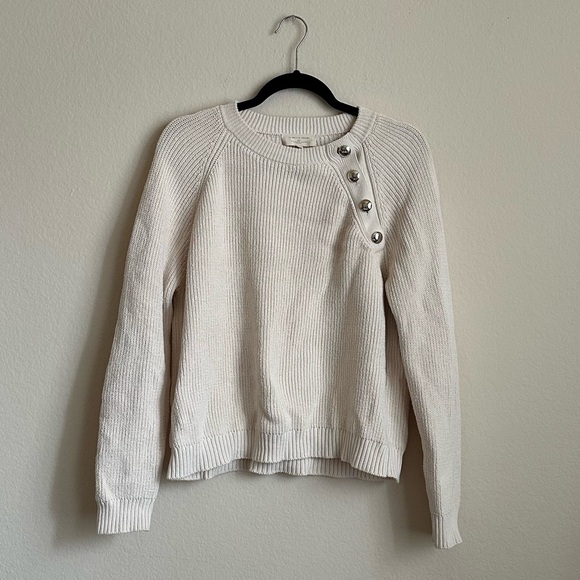 Sezane Cream Sweater with Button Detail - Main Image